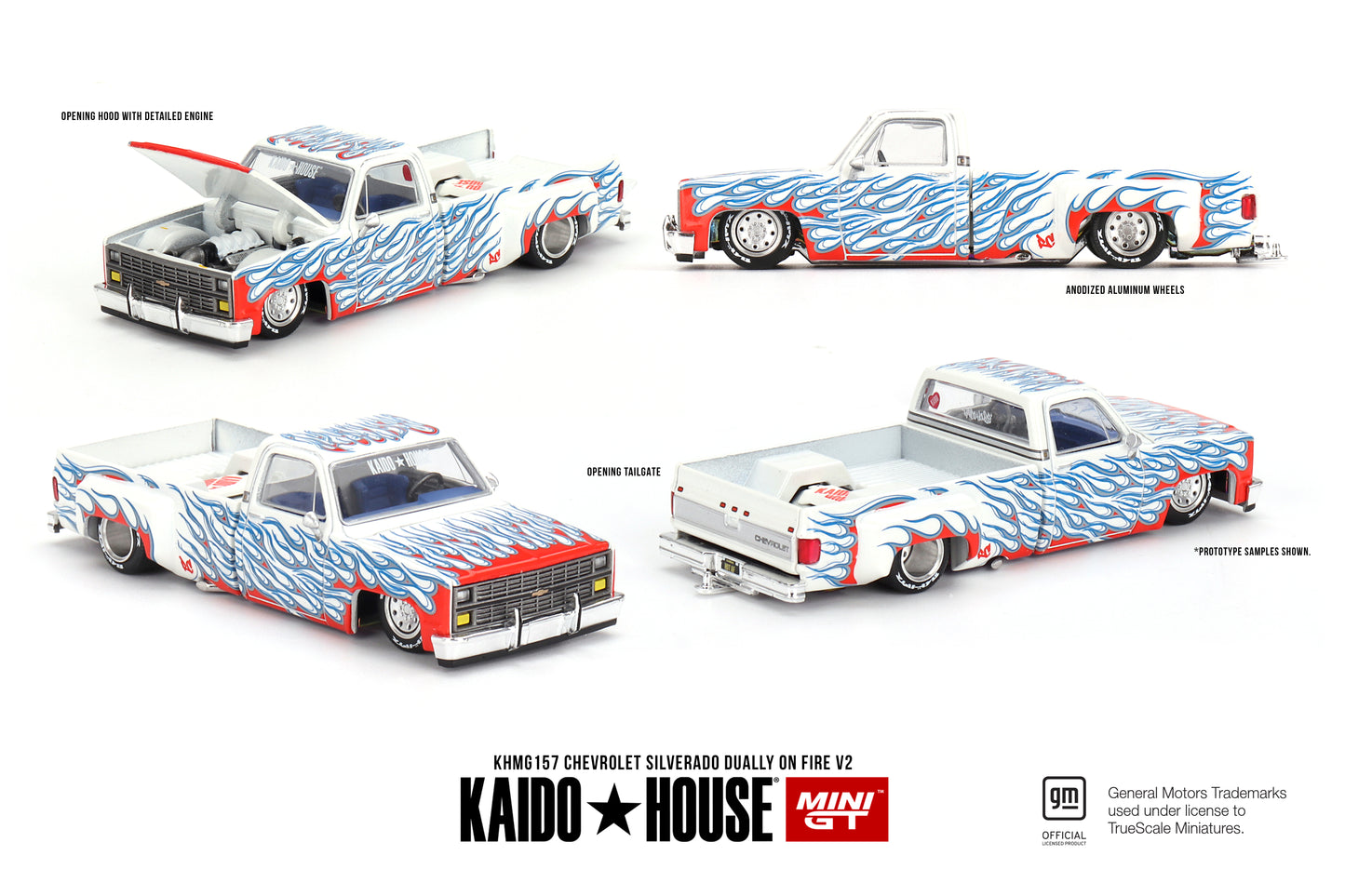 Kaido House Chevrolet Silverado Dually On Fire V2 KHMG157 1/64 Die Cast