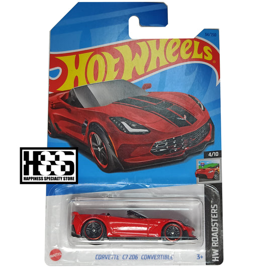 Chevrolet Corvette C7 Z06 Convertible Red 2023 HW Roadsters 1/64 Diecast