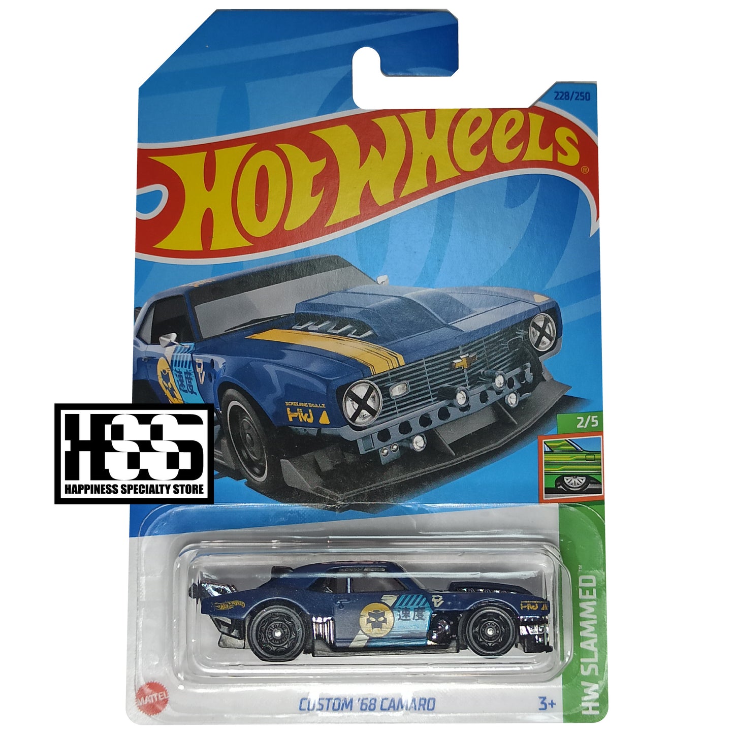 Chevrolet Custom 68 Camaro Matte Navy Blue 2023 HW Slammed Hot Wheels 1/64 Diecast