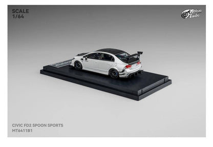 Micro Turbo Civic FD2 Spoon Sports Metallic White MT6411B1 1/64 Diecast