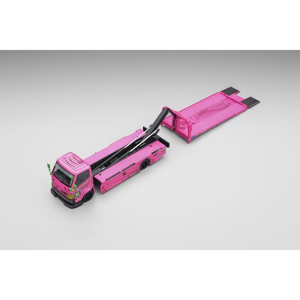 Max Gear x Micro Turbo Custom Pink Roxy Flat Bed Tow Truck 1/64 Diecast
