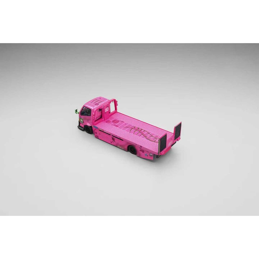 Max Gear x Micro Turbo Custom Pink Roxy Flat Bed Tow Truck 1/64 Diecast