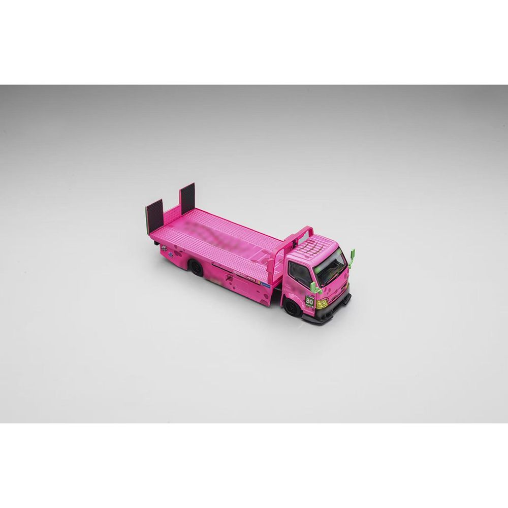 Max Gear x Micro Turbo Custom Pink Roxy Flat Bed Tow Truck 1/64 Diecast