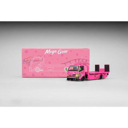 Max Gear x Micro Turbo Custom Pink Roxy Flat Bed Tow Truck 1/64 Diecast