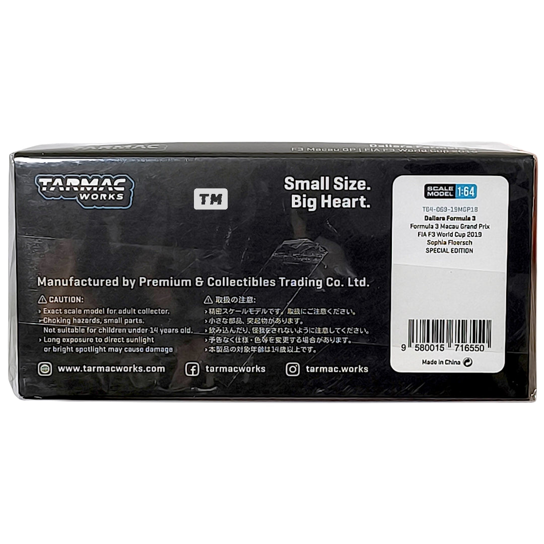 Tarmac Works Dallara Formula 3 Macau Grand Prix FIA F3 World Cup 2019 Sophia Floersch Special Edition T64-069-19MGP18 1/64 Diecast