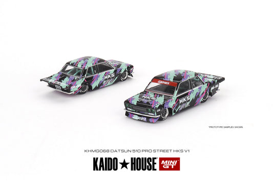 Kaido House Datsun 510 Pro Street HKS V1 KHMG068 1/64 Diecast