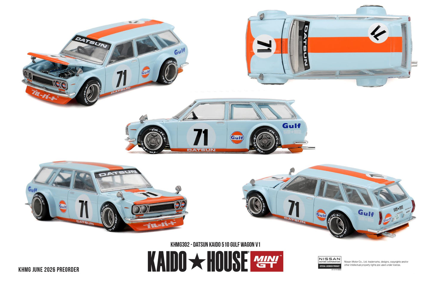 [Pre-Order] Kaido House Datsun KAIDO 510 GULF Wagon V1 KHMG302 1/64 Diecast