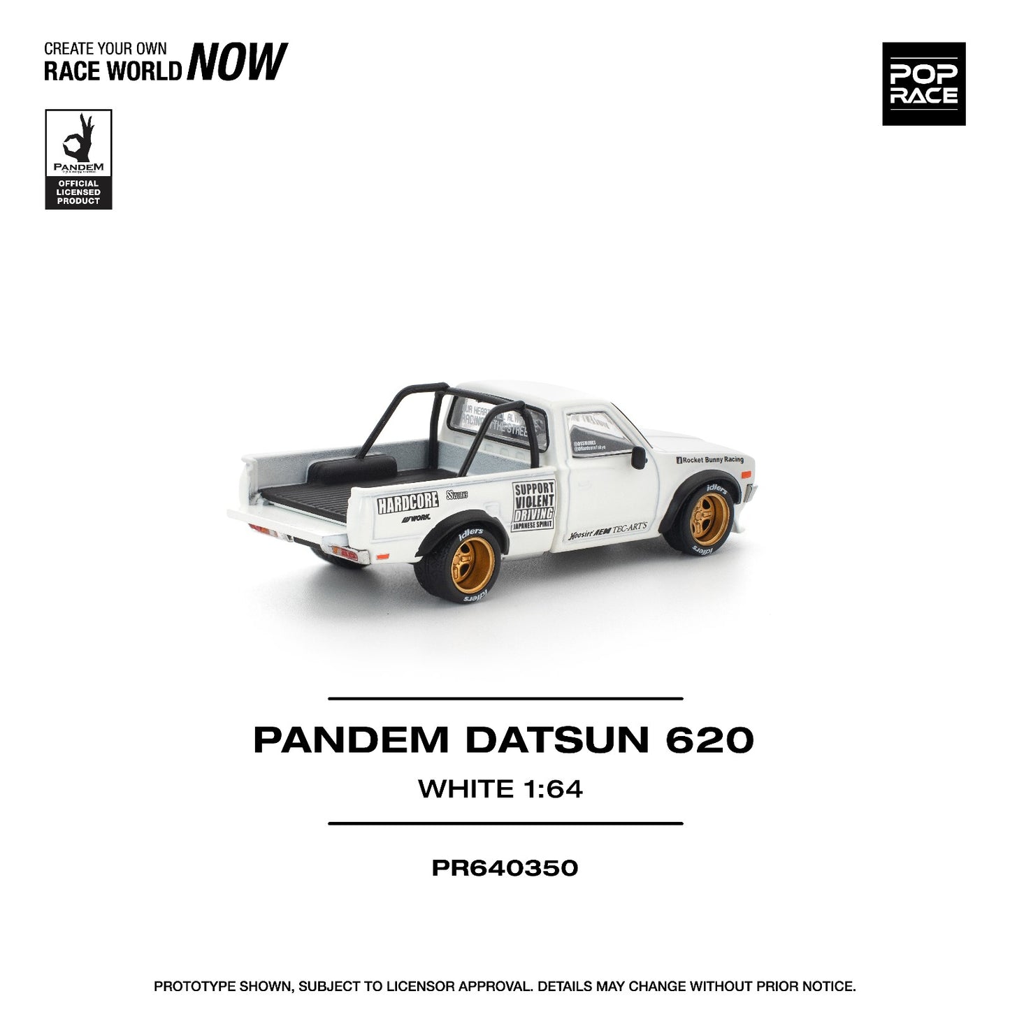 *Pre-Order* Pop Race Datsun Pandem 620 White PR640350 1/64 Die Cast