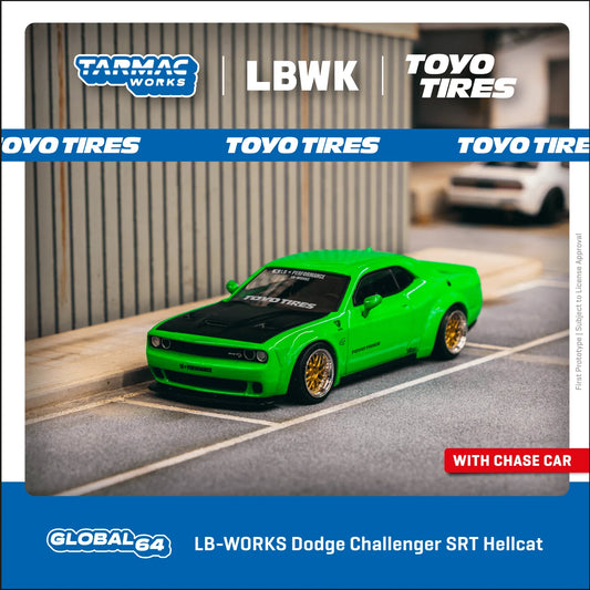 Tarmac Works Dodge LB-Works Challenger SRT Hellcat Green Metallic T64G-TL039-GR 1/64 Die Cast