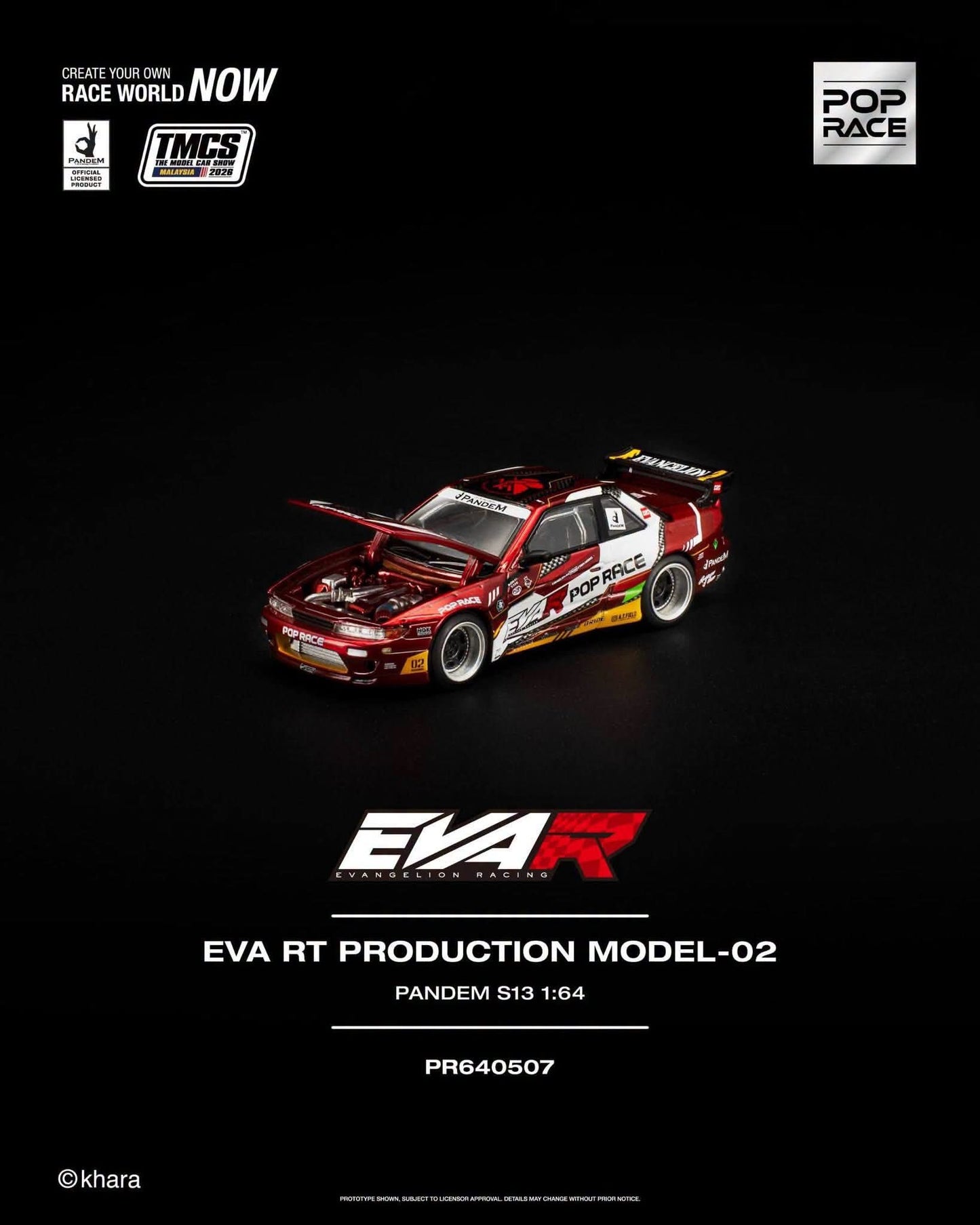 Pop Race EVA RT Production Model-02 Pandem S13 TMCS 2026 PR640507 1/64 Diecast