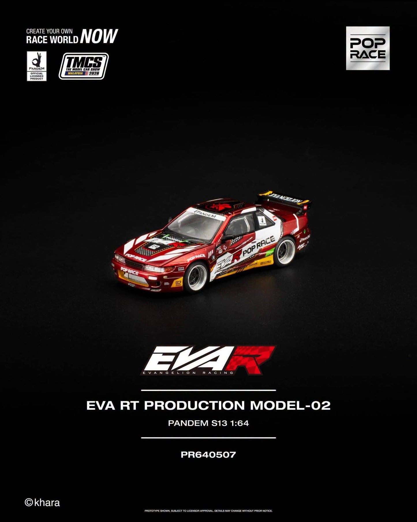 Pop Race EVA RT Production Model-02 Pandem S13 TMCS 2026 PR640507 1/64 Diecast