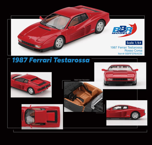 [Pre-Order] BBR Models Ferrari 1987 Testarossa Rosso Corsa BBRFER64036 1/64 Diecast