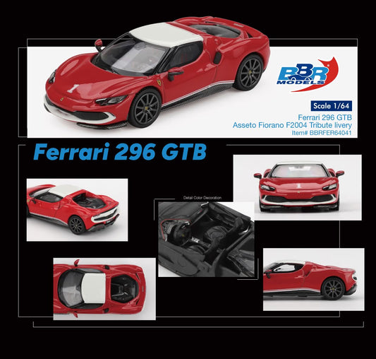[Pre-Order] BBR Models Ferrari 296 GTB Asseto Fiorano F2004 Tribute Livery BBRFER64041 1/64 Diecast