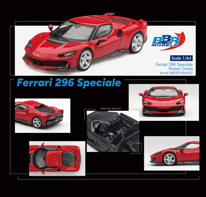 [Pre-Order] BBR Models Ferrari 296 Speciale Rosso Corsa BBRFER64042 1/64 Diecast
