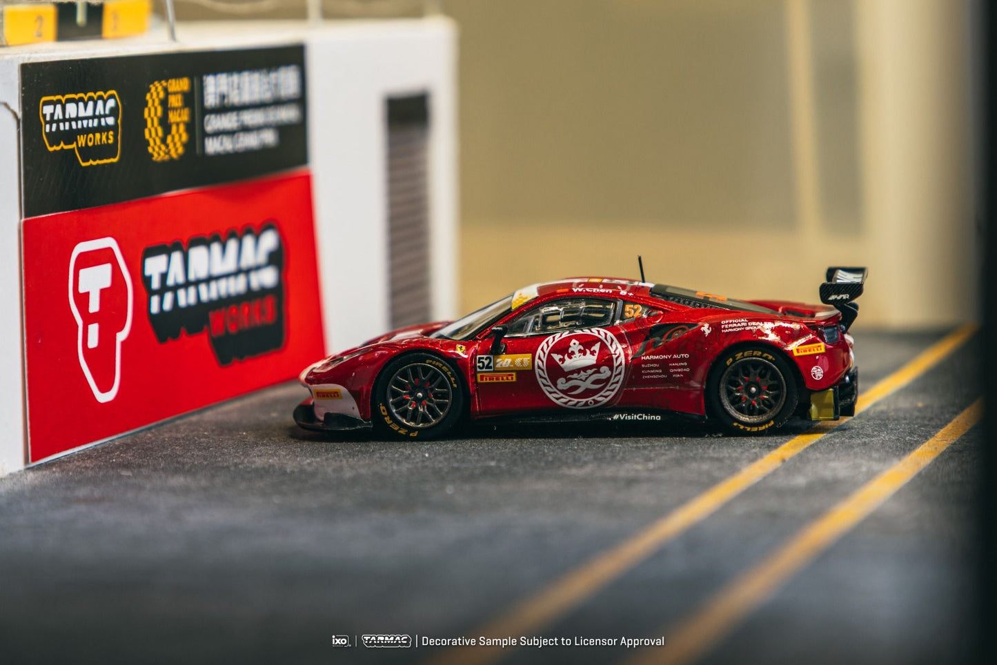 Tarmac Works Ferrari 488 GT3 Macau GT Cup - FIA GT World Cup 2023 Harmony Racing Chen Weian T64-072-23MGP52 1/64 Diecast