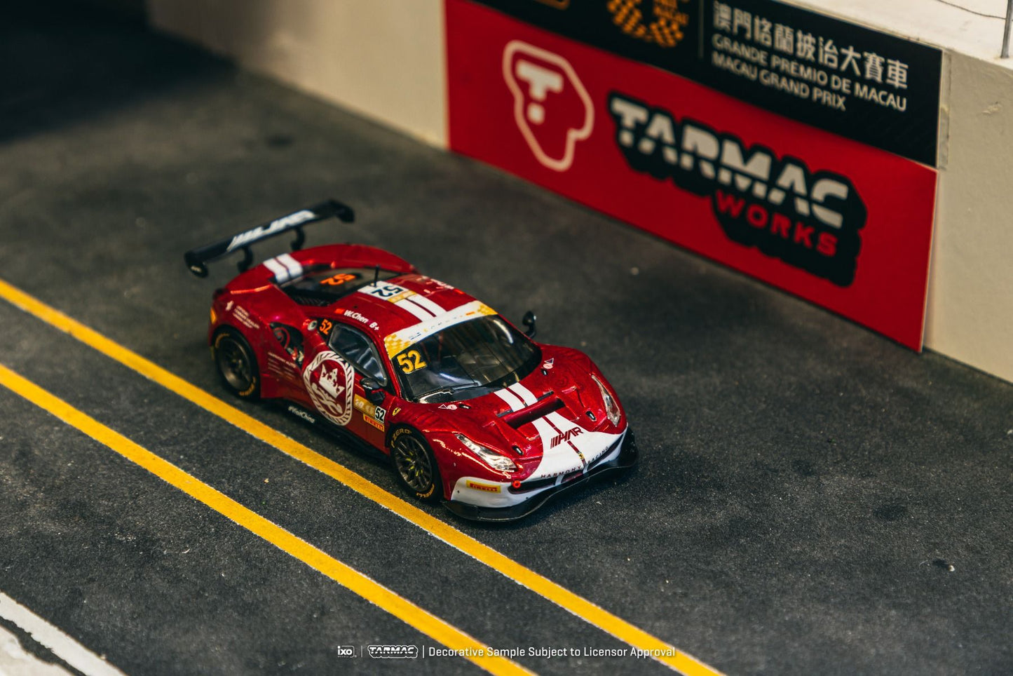Tarmac Works Ferrari 488 GT3 Macau GT Cup - FIA GT World Cup 2023 Harmony Racing Chen Weian T64-072-23MGP52 1/64 Diecast