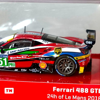 Tarmac Works Ferrari 488 GTE 24h of Le Mans 2016 G. Bruni  J. Calado  A. Pier Guidi Collaboration w IXO models 1/64 Diecast