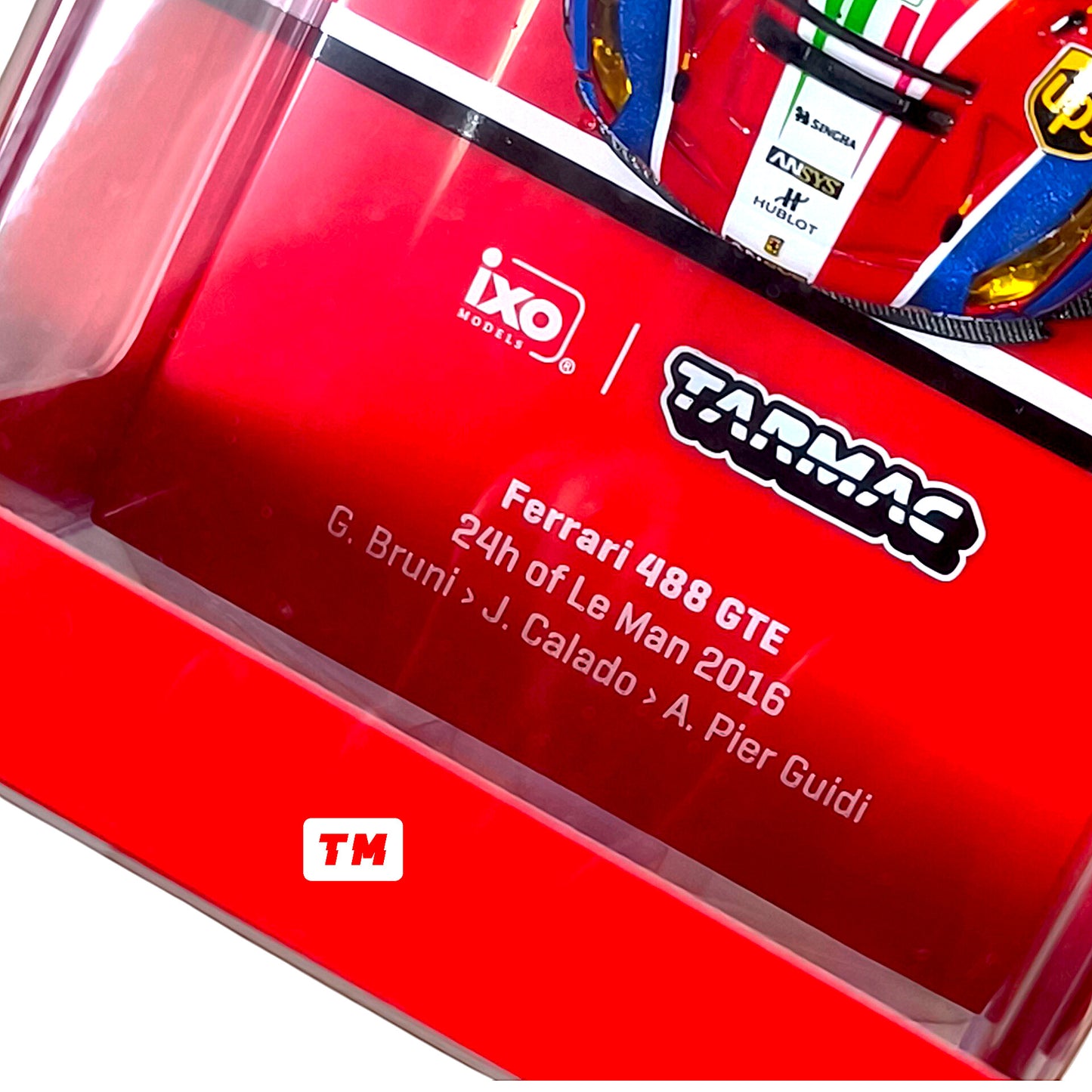 Tarmac Works Ferrari 488 GTE 24h of Le Mans 2016 G. Bruni  J. Calado  A. Pier Guidi Collaboration w IXO models 1/64 Diecast