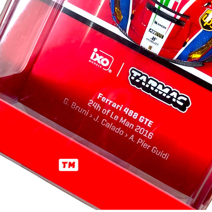 Tarmac Works Ferrari 488 GTE 24h of Le Mans 2016 G. Bruni  J. Calado  A. Pier Guidi Collaboration w IXO models 1/64 Diecast