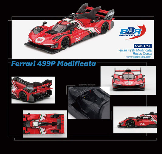 [Pre-Order] BBR Models Ferrari 499P Modificata Rosso Corsa BBRFER64044 1/64 Diecast