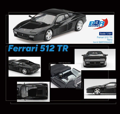 [Pre-Order] BBR Models Ferrari 512 TR Nero BBRFER64035 1/64 Diecast