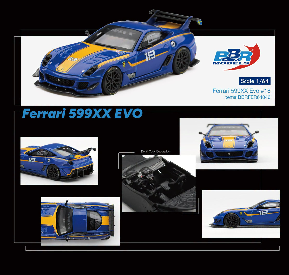 [Pre-Order] BBR Models Ferrari 599XX Evo #18 BBRFER64046 1/64 Diecast