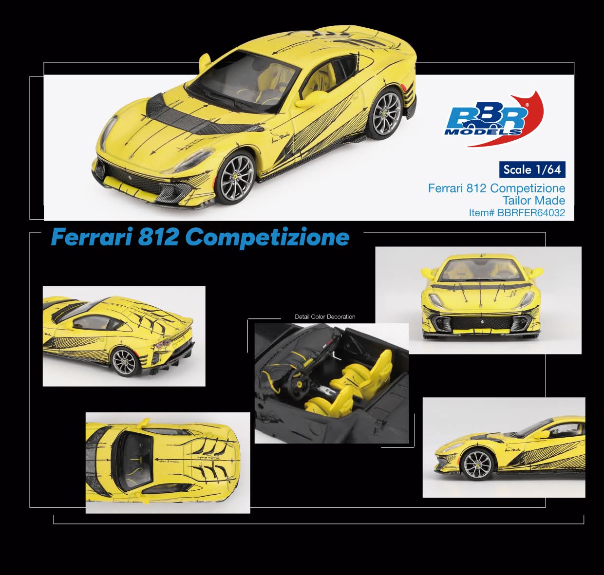 BBR Models Ferrari 812 Competizione Tailor Made BBRFER64032 1/64 Diecast