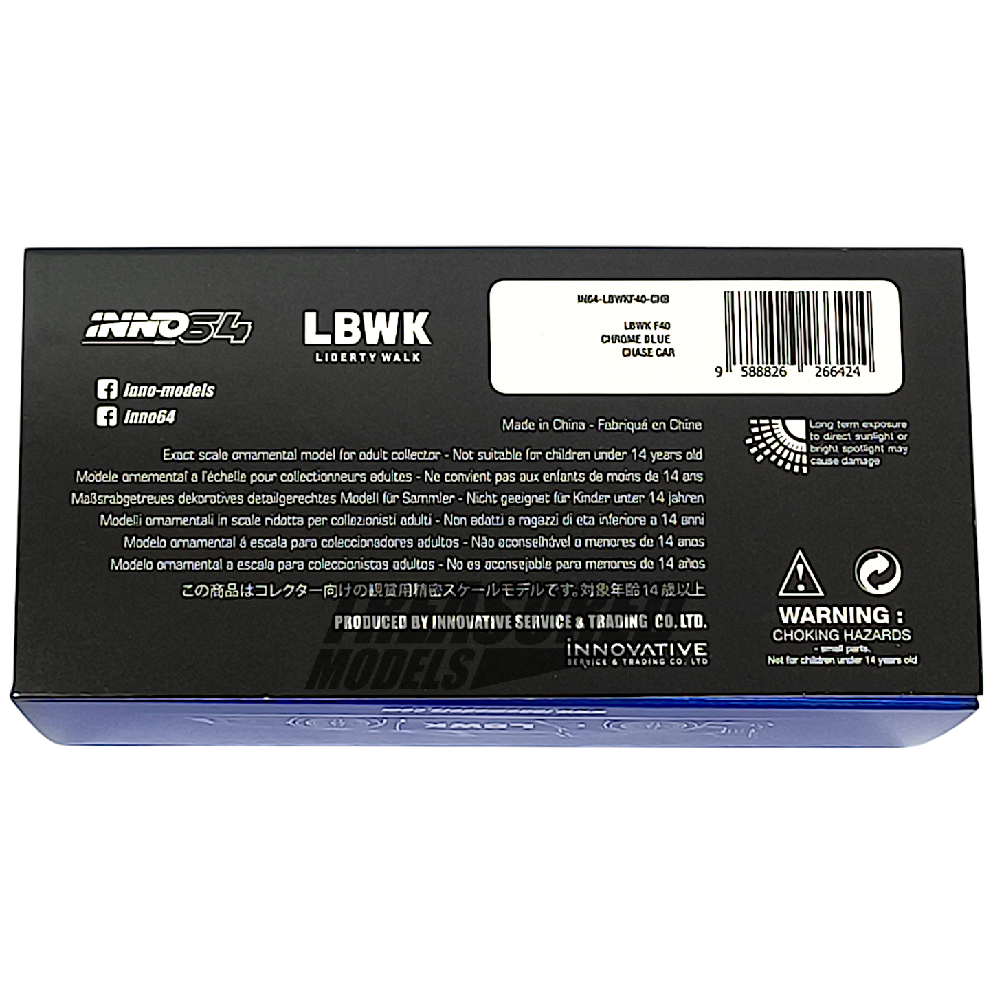 Inno64 Ferrari F40 LBWK Chrome Blue Chase Car 1/64 Diecast