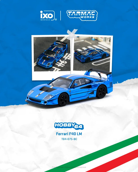 Tarmac Works Ferrari F40 LM Chrome Blue T64-075-BC 1/64 Diecast