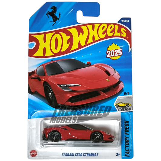 Hot Wheels Ferrari SF90 Stradale Rosso Corsa 2025 Main Line Factory Fresh 1/64 Die Cast