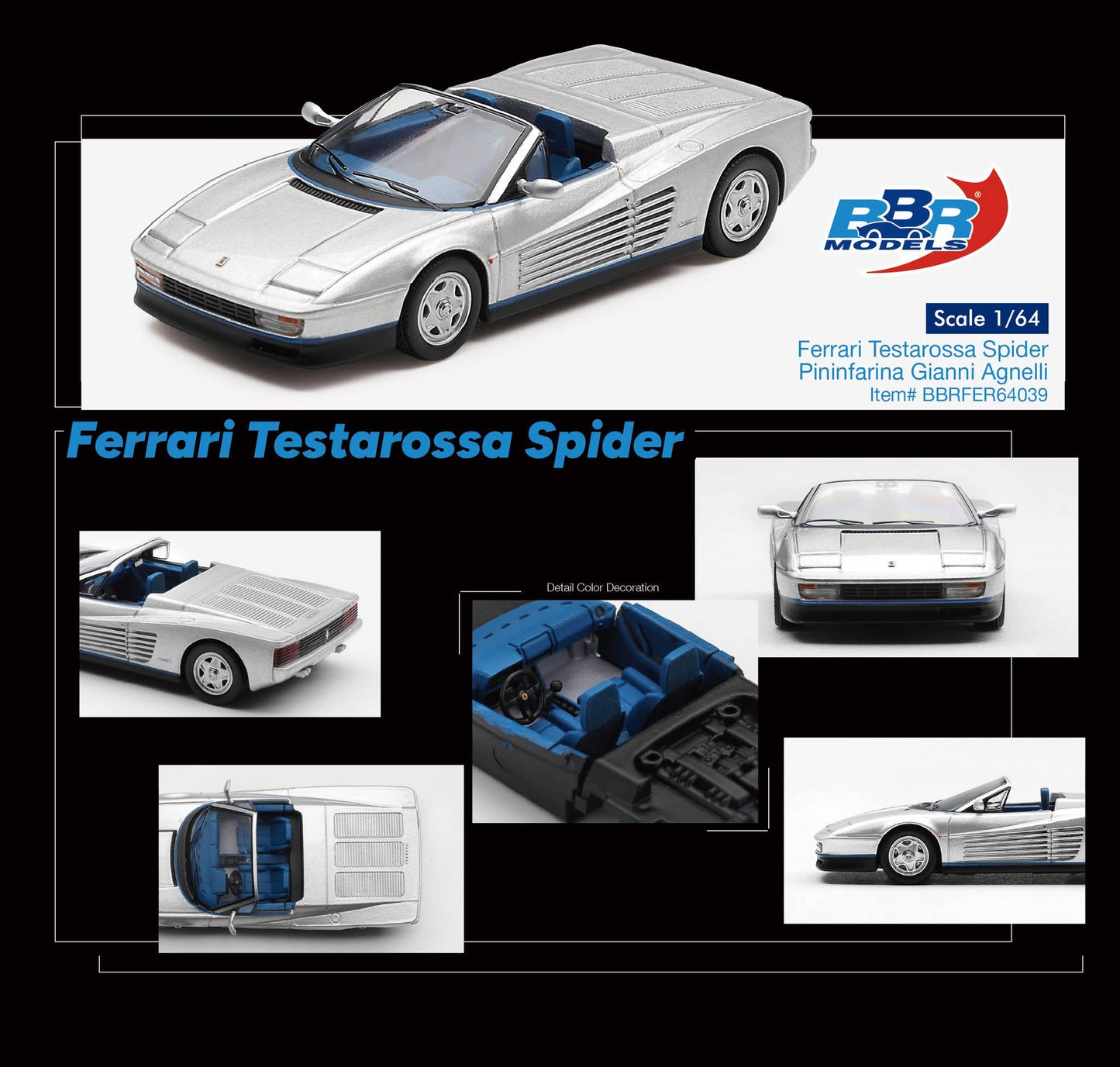 [Pre-Order] BBR Models Ferrari Testarossa Spider Pininfarina Gianni Agnelli BBRFER64039 1/64 Diecast