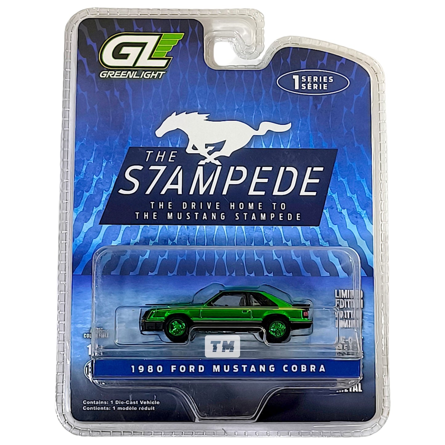 CHASE! GreenLight Ford 1980 Mustang Cobra CHASE Chrome Green The Stampede 1/64 Diecast