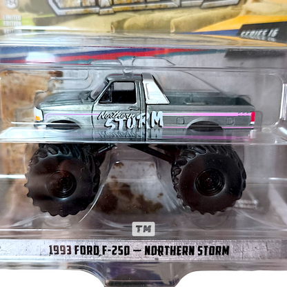 CHASE! GreenLight Ford 1993 F-250 Northern Storm CHASE Kings of Crunsh Series 16 1/64 Diecast