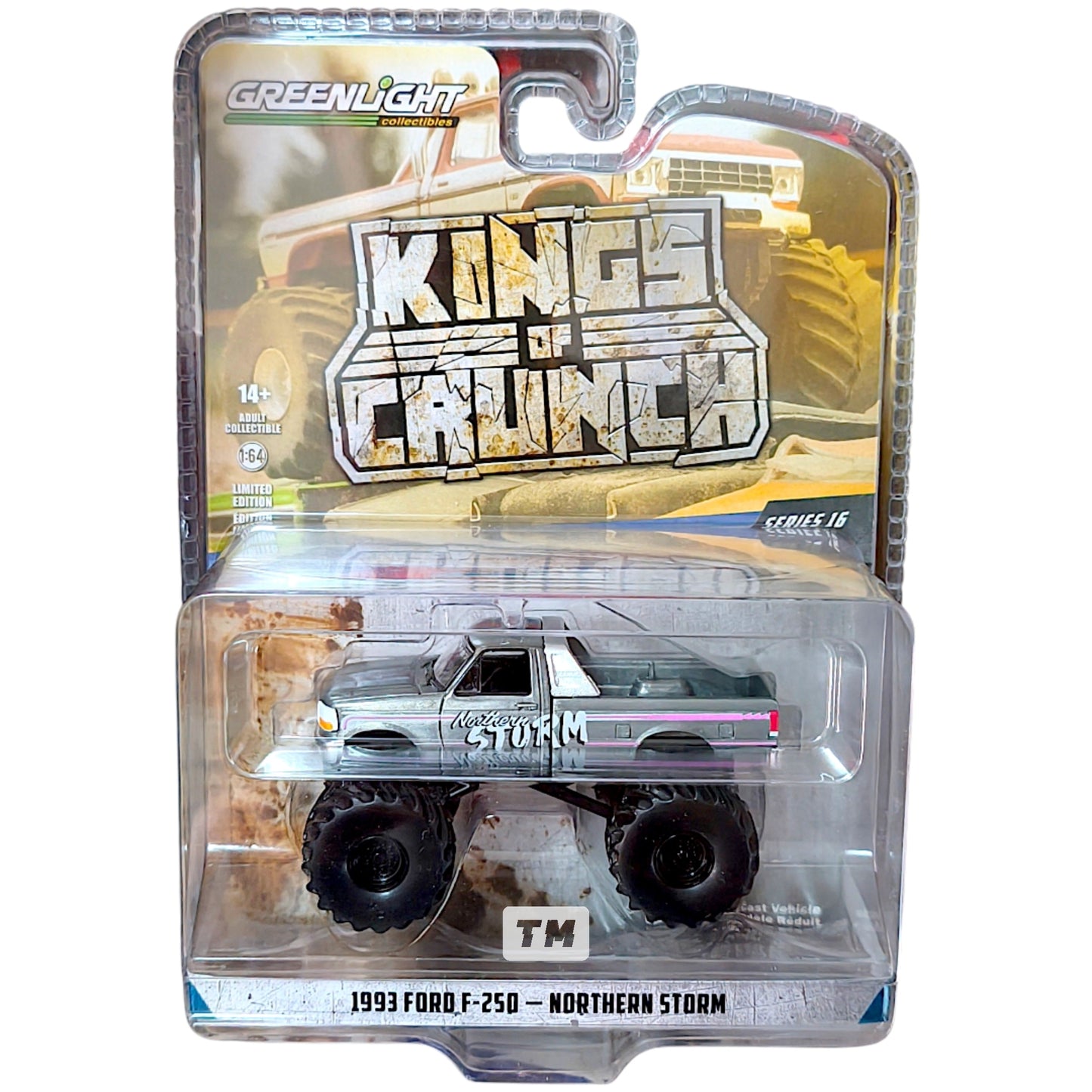 CHASE! GreenLight Ford 1993 F-250 Northern Storm CHASE Kings of Crunsh Series 16 1/64 Diecast