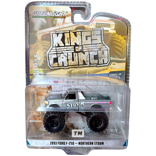 CHASE! GreenLight Ford 1993 F-250 Northern Storm CHASE Kings of Crunsh Series 16 1/64 Diecast