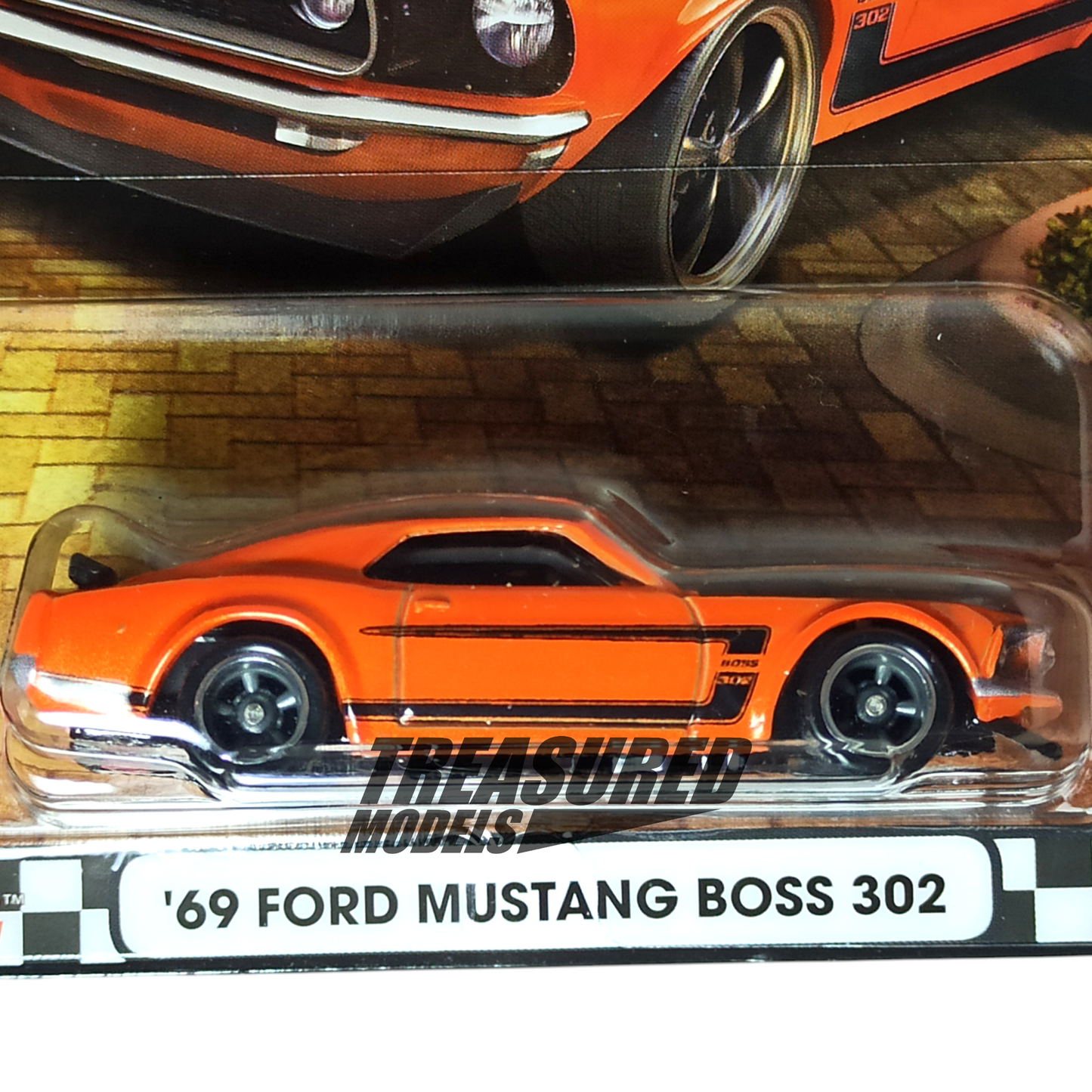 Hot Wheels Ford 69 Mustang Boss 302 Orange Premium Boulevard 1/64 Die Cast