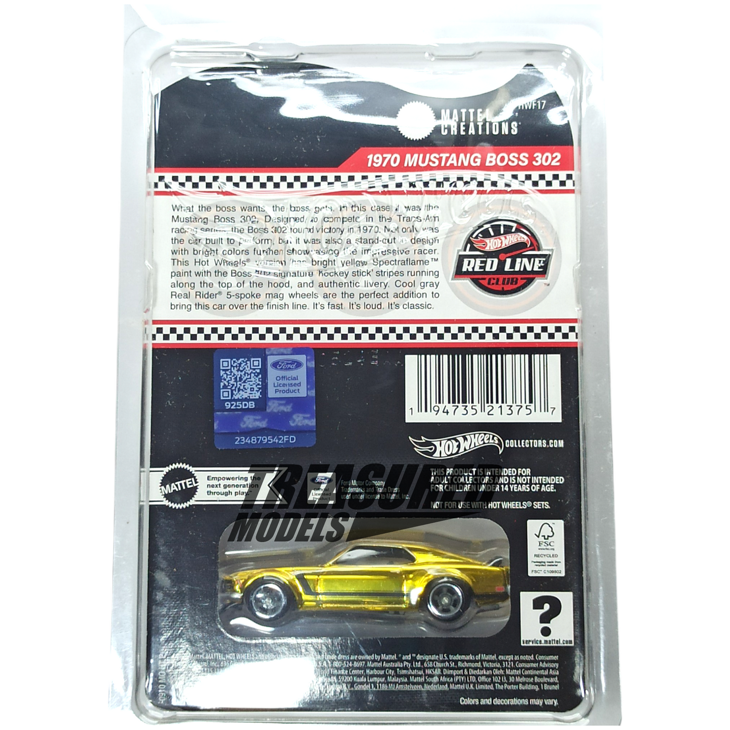 Hot Wheels Ford 70 Mustang Boss 302 Spectraflame Bright Yellow 2024 RLC 1/64 Diecast