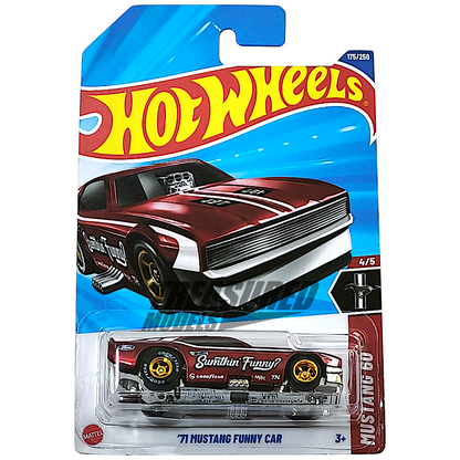 Hot Wheels Ford 71 Mustang Funny Car Super Treasure Hunt Spectraflame Red 2025 Main Line Mustang 60th 1/64 Die Cast