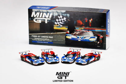 Mini GT Ford GT LMGTE PRO 2016 24 Hrs of Le Mans Ford Chip Ganassi Team 4 Cars Set MGTS0001 1/64 Diecast