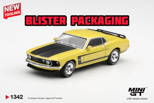 [Pre-Order] Mini GT Ford Mustang Boss 302 1969 Bright Yellow Blister Packaging MGT01342-BL 1/64 Diecast (Copy)