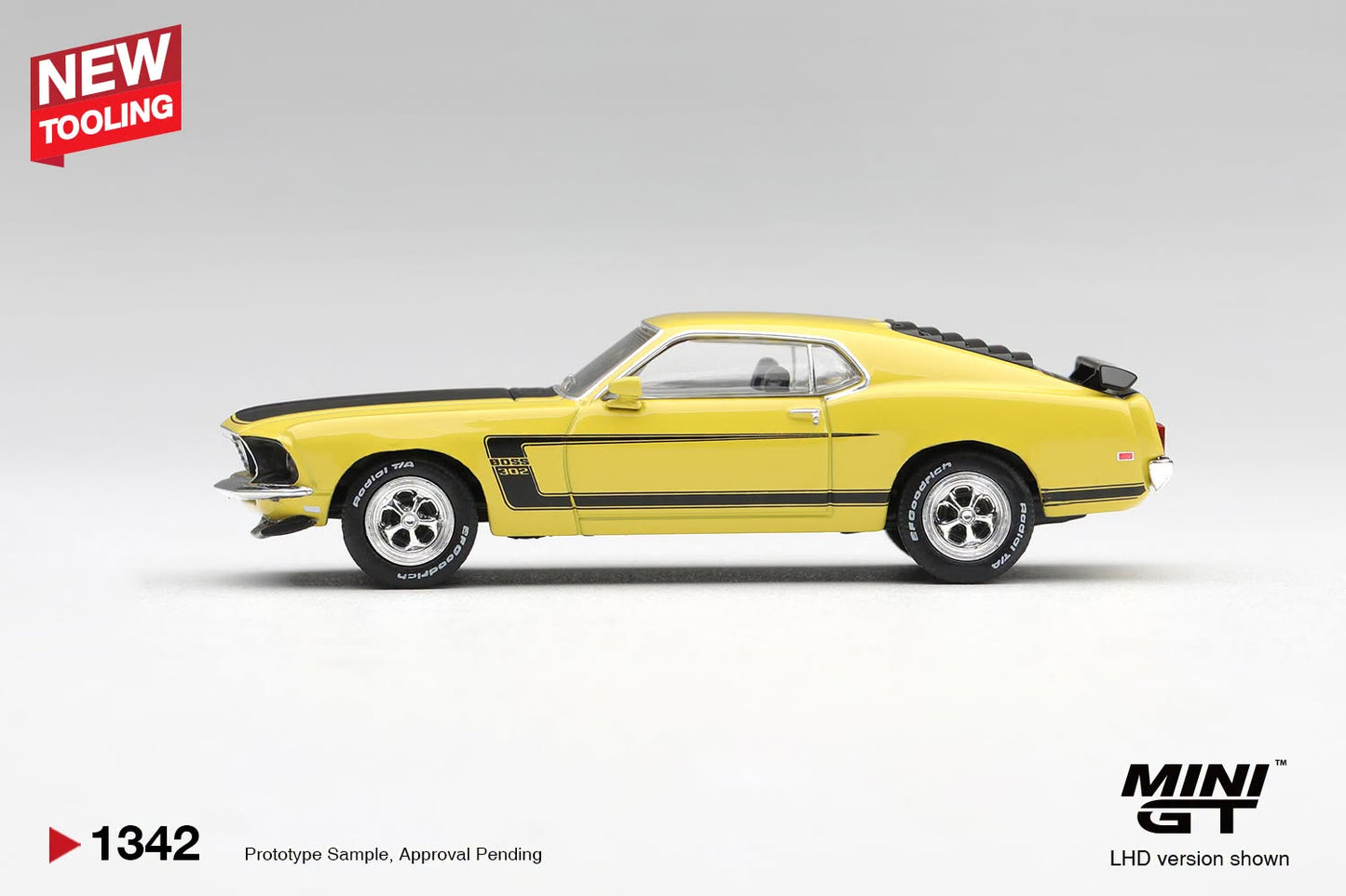 [Pre-Order] Mini GT Ford Mustang Boss 302 1969 Bright Yellow MGT01342 1/64 Diecast
