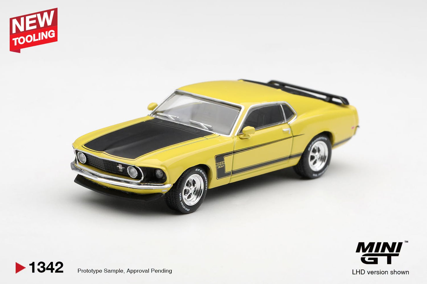 [Pre-Order] Mini GT Ford Mustang Boss 302 1969 Bright Yellow MGT01342 1/64 Diecast
