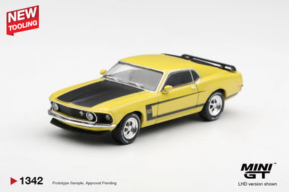 [Pre-Order] Mini GT Ford Mustang Boss 302 1969 Bright Yellow MGT01342 1/64 Diecast