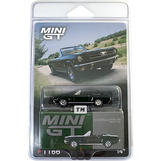 Mini GT Ford Mustang Convertible 1964 Highland Green Blister Packaging MGT01166BL 1/64 Diecast