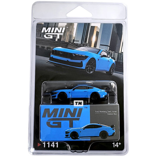 Mini GT Ford Mustang Dark Horse 2024 Grabber Blue Blister Packaging MGT001141-BL 1/64 Diecast
