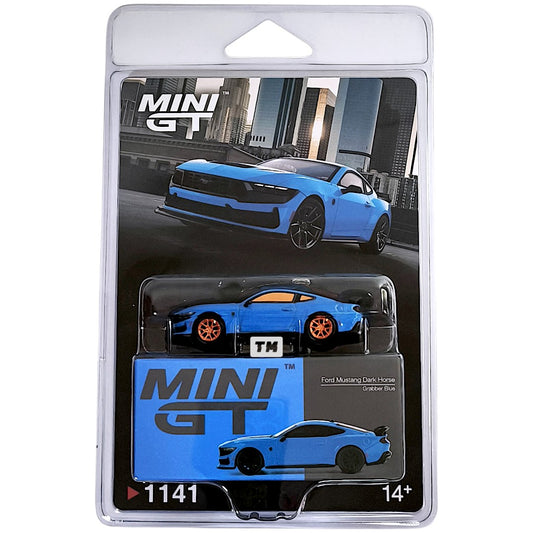 CHASE! MINI GT Ford Mustang Dark Horse 2024 Grabber Blue Blister Packaging MGT001141-BL 1/64 Diecast