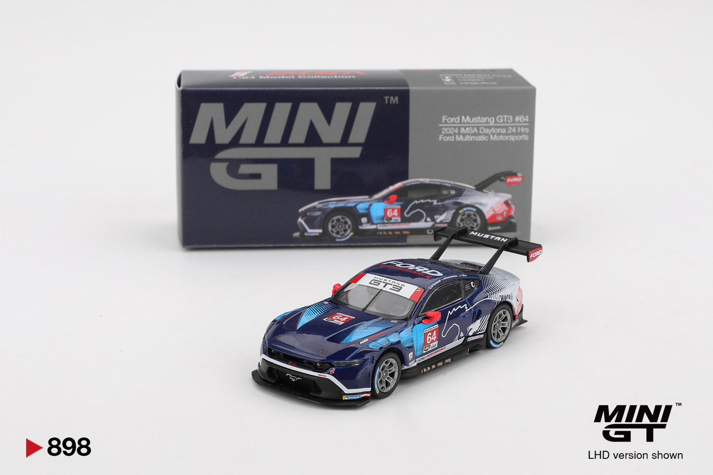 Mini GT Ford Mustang GT3 #64 Ford Multimatic Motorsports 2024 IMSA Daytona 24 Hrs MGT00898 1/64 Diecast