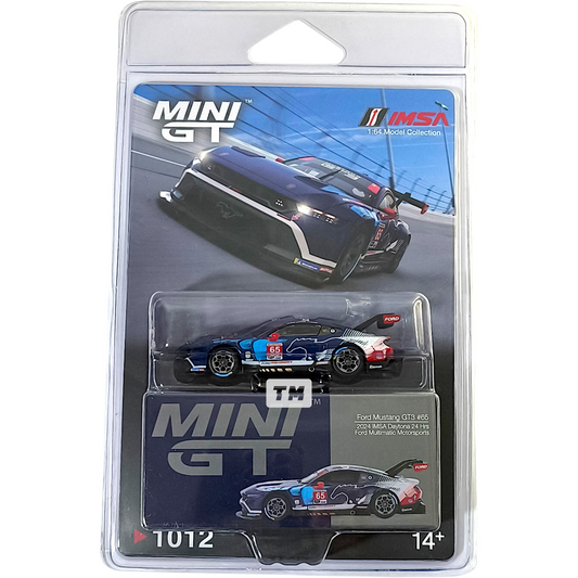 Mini GT Ford Mustang GT3 #65 Ford Multimatic Motorsports 2024 IMSA Daytona 24 Hrs Blister Packaging MGT01012BL 1/64 Diecast