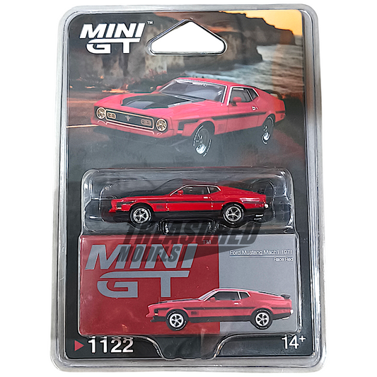 Mini GT Ford Mustang Mach1 1971 Race Red Blister Packaging MGT01122 1/64 Die Cast