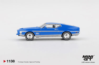 Mini GT Ford Mustang Mach 1 Grabber Blue MGT01138 1/64 Diecast